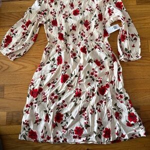 Old Navy Kids Casual Dress - Red Floral on White